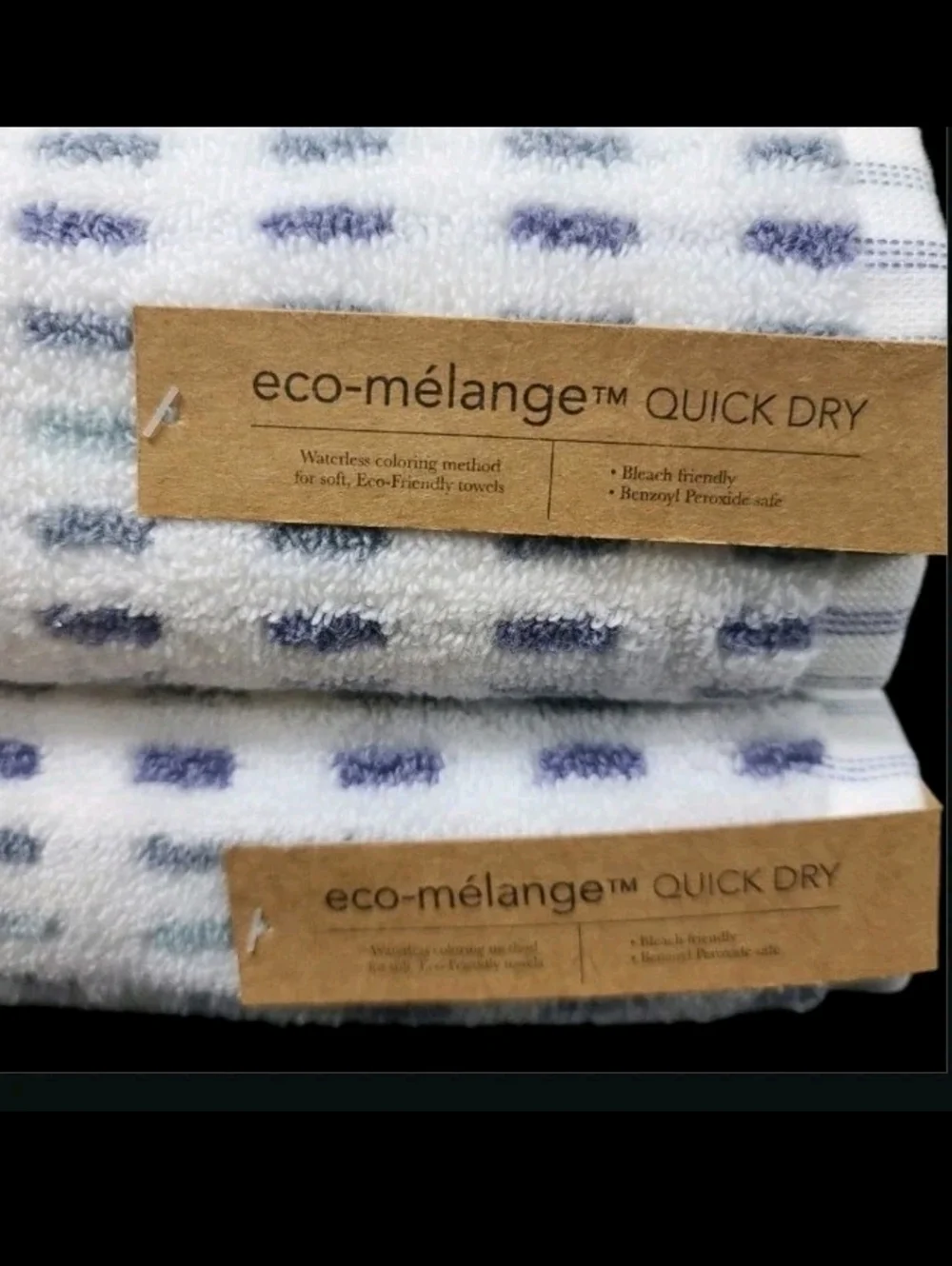 10pc ECO Melange 2 Bath 2 Hand 6 Washcloth Towel Set Purple Blue Ombre Check NEW